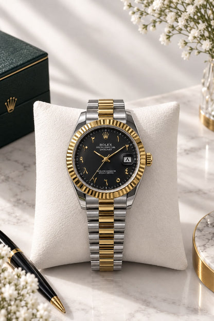 Rolex Arabic Dial Stainless Steel Luxury Men’s Watch – Premium Edition