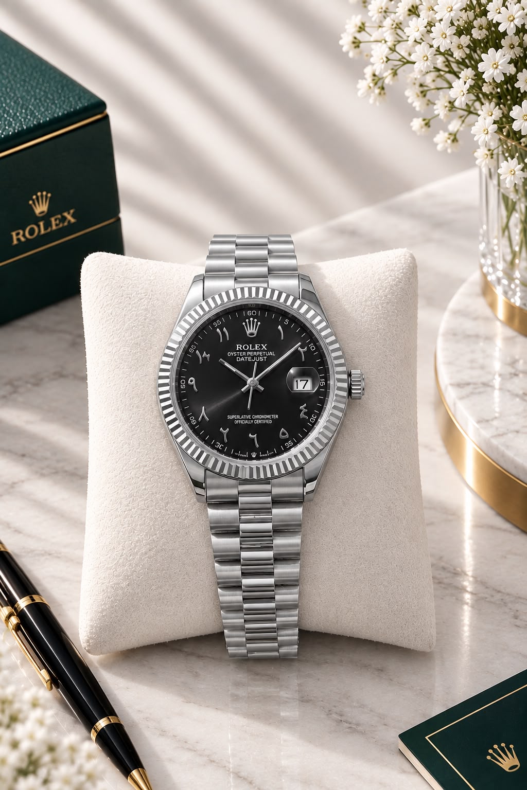 Rolex Arabic Dial Stainless Steel Luxury Men’s Watch – Premium Edition