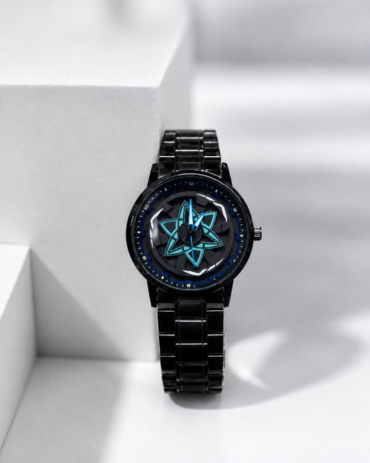 Matte Black Wheel Spin Rim Men’s Watch – Sleek Sports Edition
